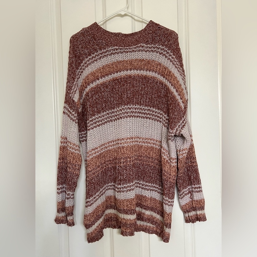 SOLD DO NOT BUY American Eagle Maroon/Pink/Brown Striped Knit Sweater - Size M - Picture 4 of 8